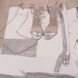 Steve madden... Bling bling heels, bling bling purse, bling bling matching belt